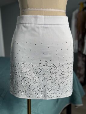 Armani Exchange Embellished White Mini Skirt - Sparkle Stud Detail
